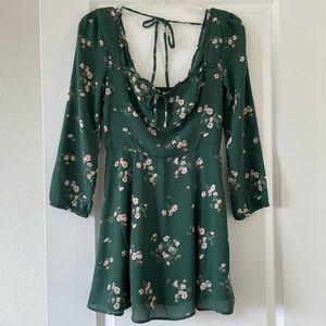 A&F green floral mini dress XSP
